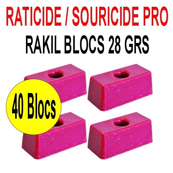 Souricide/Raticide RAKIL 40 blocs de 28grs