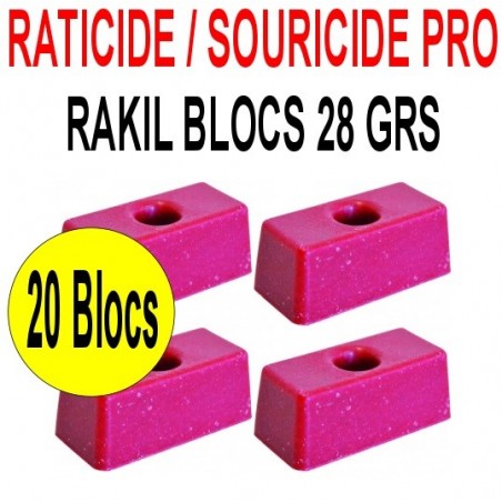 Souricide/Raticide RAKIL 20 blocs de 28grs