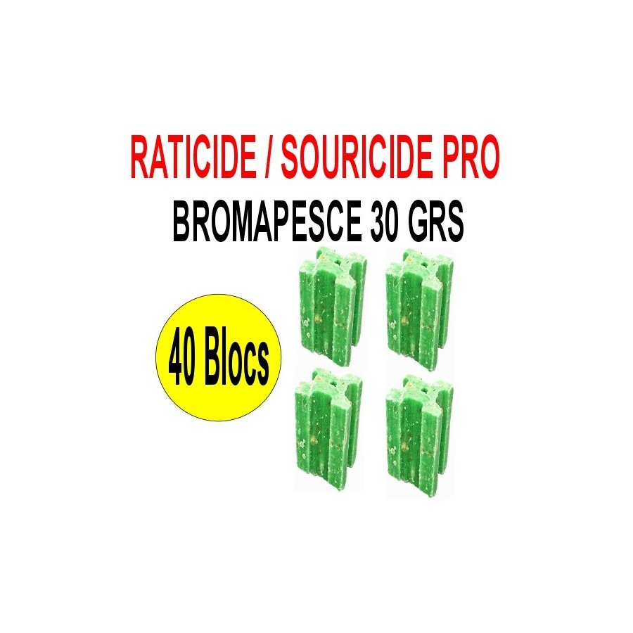 Raticide Bromapesce 40 blocs de 30 grs Raticide Bromapesce 40 blocs de 30 grs