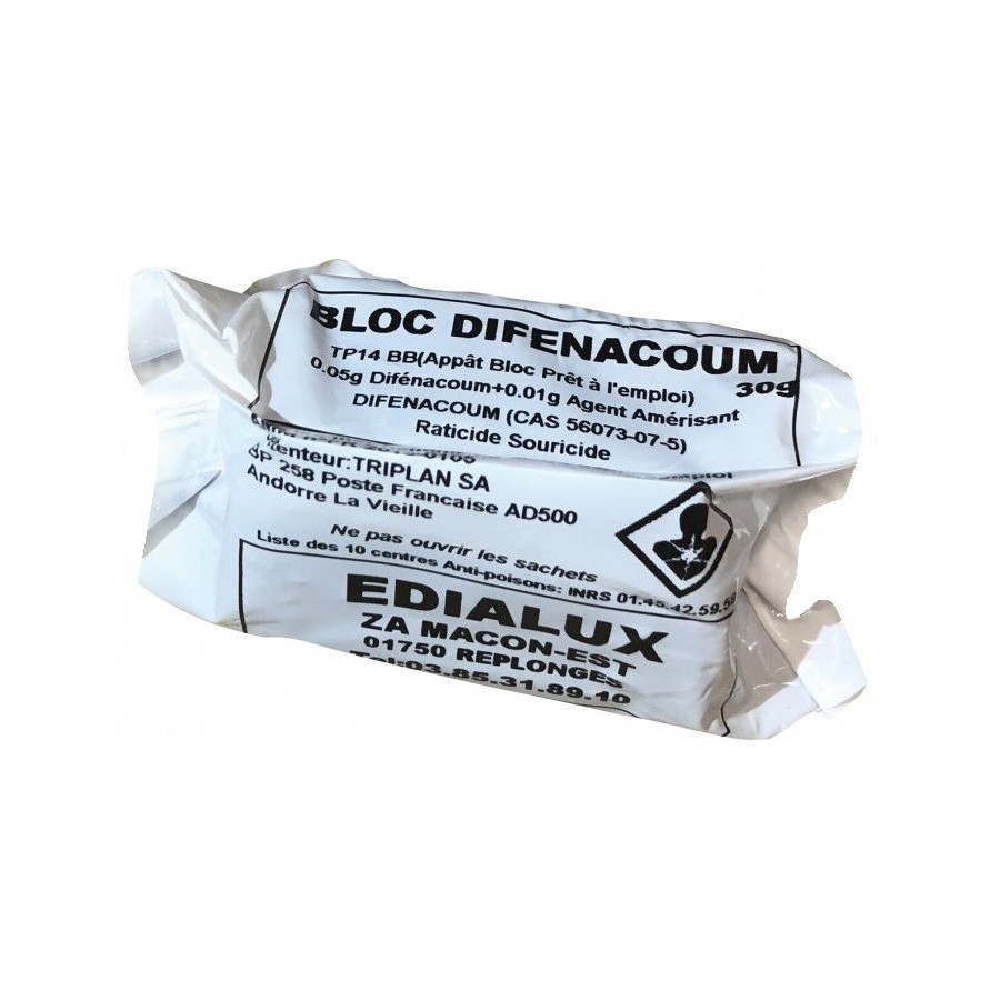 Raticide hydrofuge 1.2 Kg en 40 blocs de 30 grs