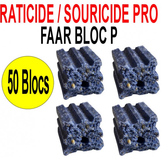 Souricide/Raticide FAAR BLOC - 1 Kg en 50 blocs de 20 grs